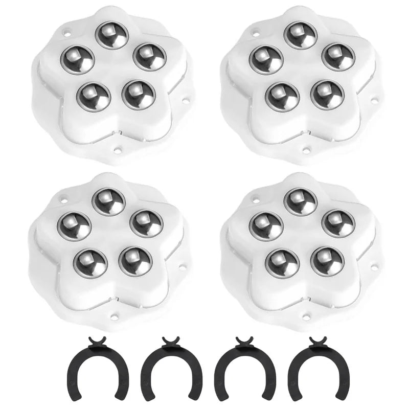 4-teiliges Selbstklebendes Möbelrollen-Set mit Bremsen – Belastbare 360° Drehbare Universalrollen mit 5-Kugel-Konstruktion Kaufschwan® Weiß - Stahlkugel 48mm X 48mm