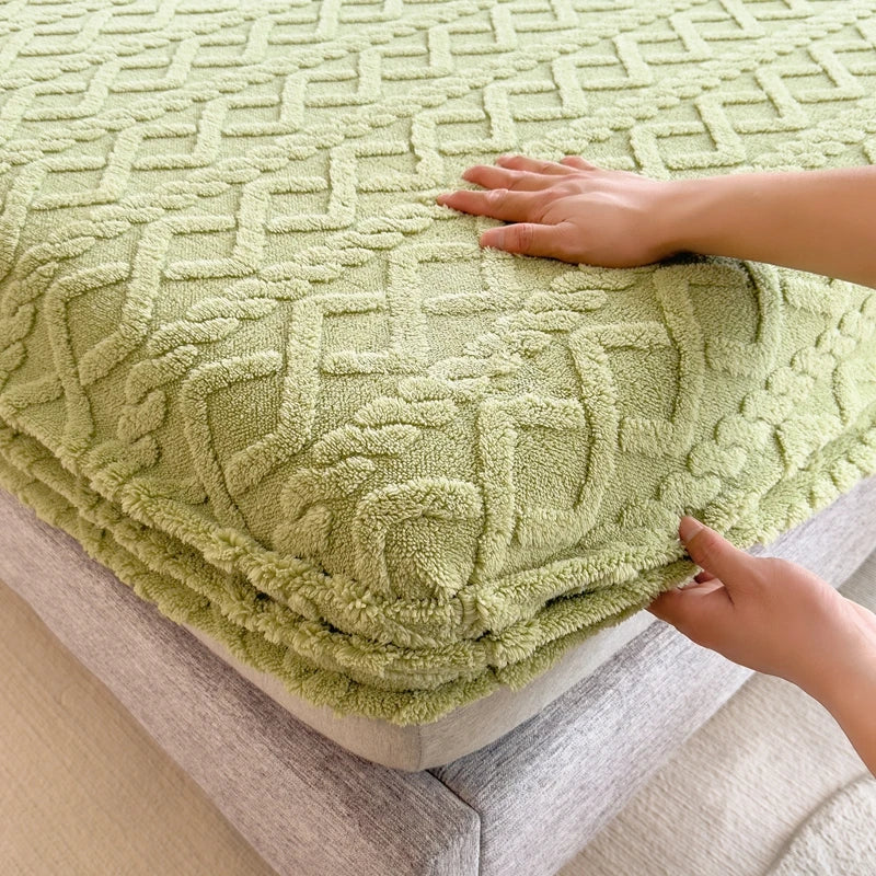 3D Prägung Samt Matratzenschoner – Verdicktes Winter Warm Spannbettlaken & Matratzenschutz