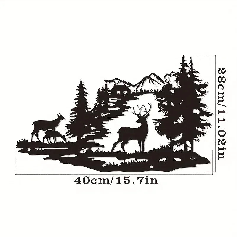 Metall Hirsch Wald Wandbild – Schmiedeeisen Moderne Minimalistische Dekoration