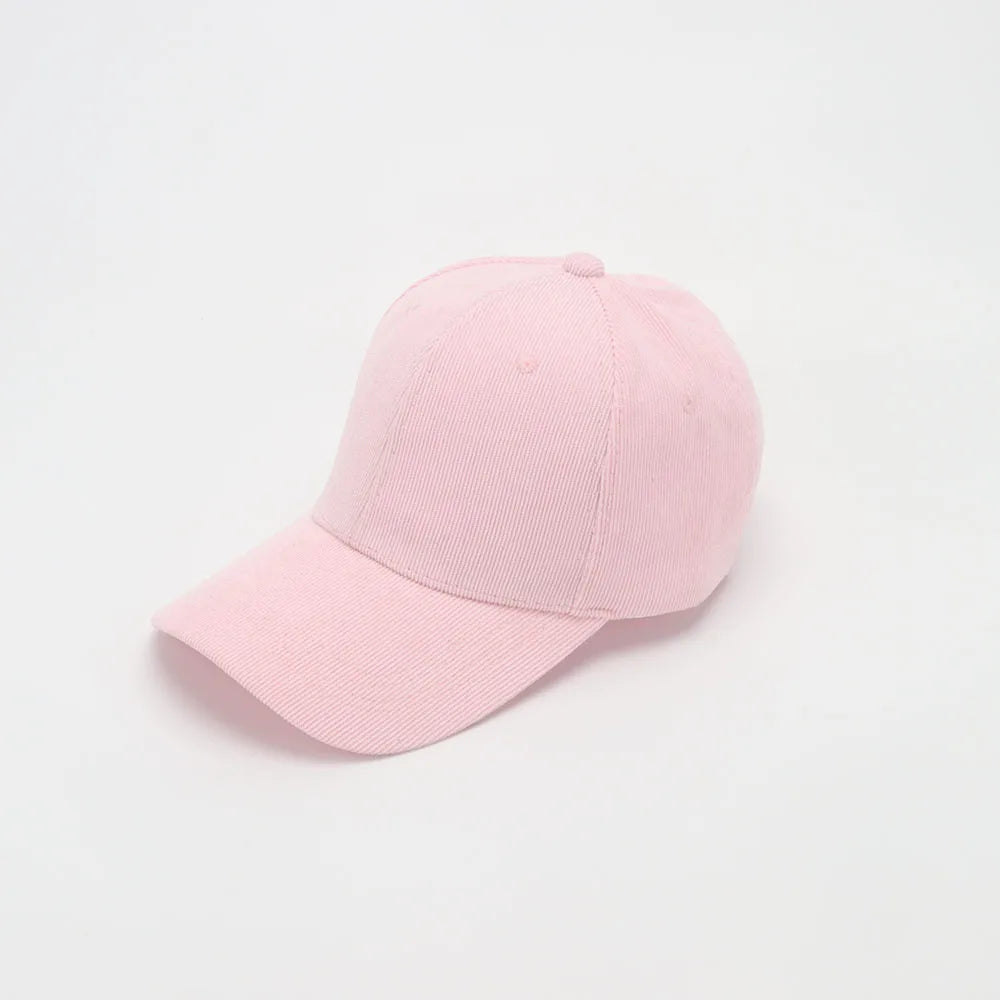 Corduroy Baseballkappe | Damen Retro Einfarbige Dad Hat | Herbst Winter Hüte für Herren & Damen | Unisex Freizeit Gebogener Schirm Kaufschwan® Rosa 56-58cm