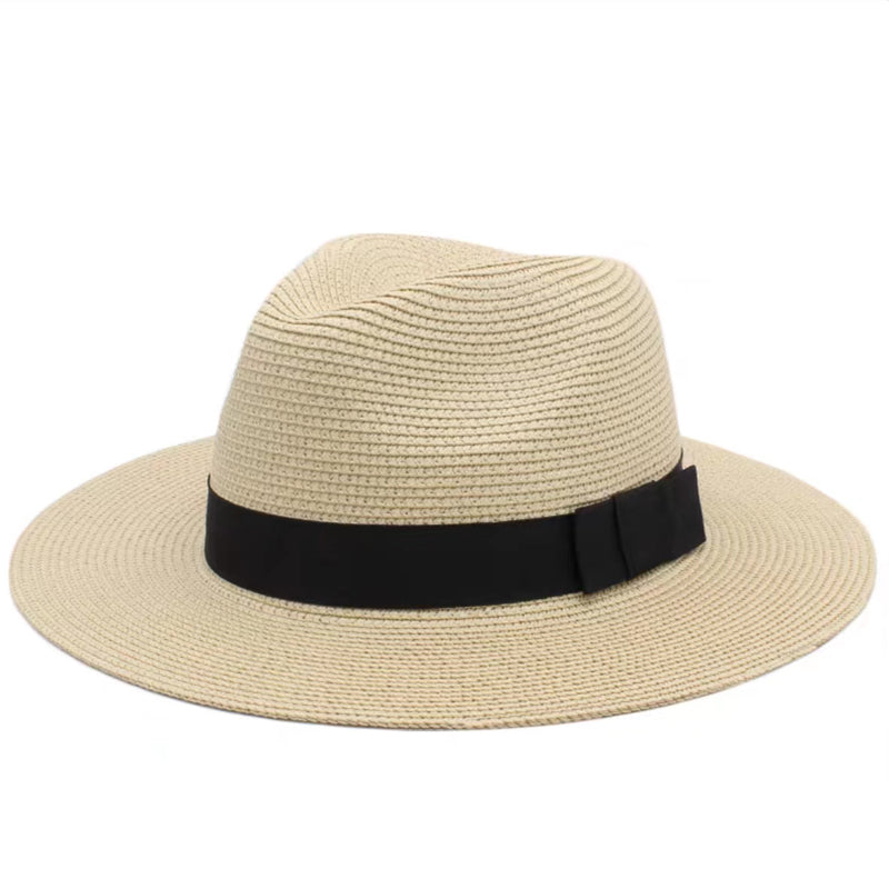 Großer Strohhut für Damen & Herren – Sommer Fedora mit breiter Krempe, Strand Sonnenhut mit UV-Schutz Kaufschwan®