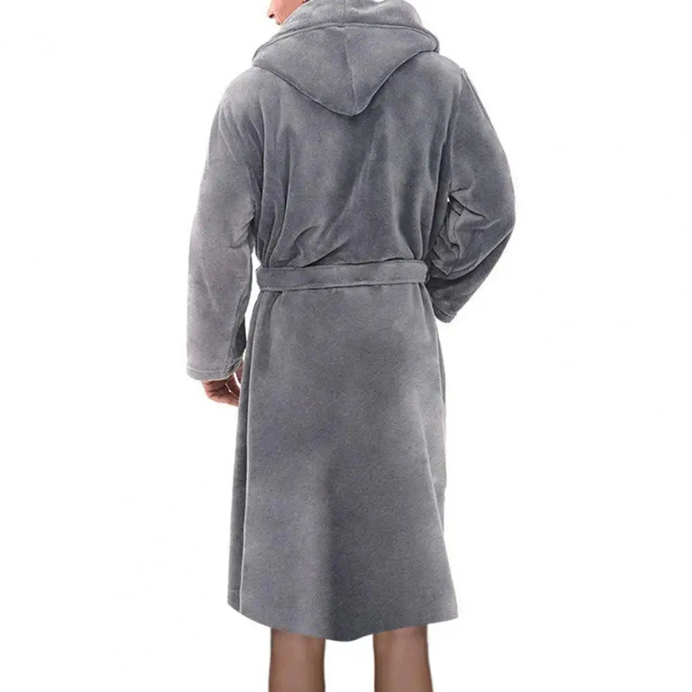 Herren Bademantel mit Kapuze aus Flanell – Warmer Morgenmantel mit Gürtel & Taschen, Weicher Schlafanzug für Zuhause Kaufschwan®