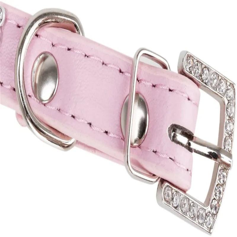 Wildleder Kristall Strass Hundehalsband Verstellbar Glitzer Halsband mit Zinklegierung Schnalle für Kleine Hunde Katzen Kaufschwan®