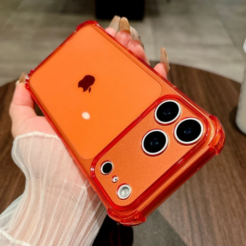 Fluoreszierende Transparente Schutzhülle für iPhone 18 Pro & iPhone 18 Pro Max – Stoßfeste Silikonhülle mit Kameraschutz Kaufschwan® Orange iPhone 18 Pro