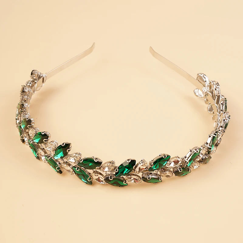 Kristall-Braut-Haarreif - Funkelndes Strass-Haaraccessoire für Damen & Mädchen Kaufschwan® Grün Silber