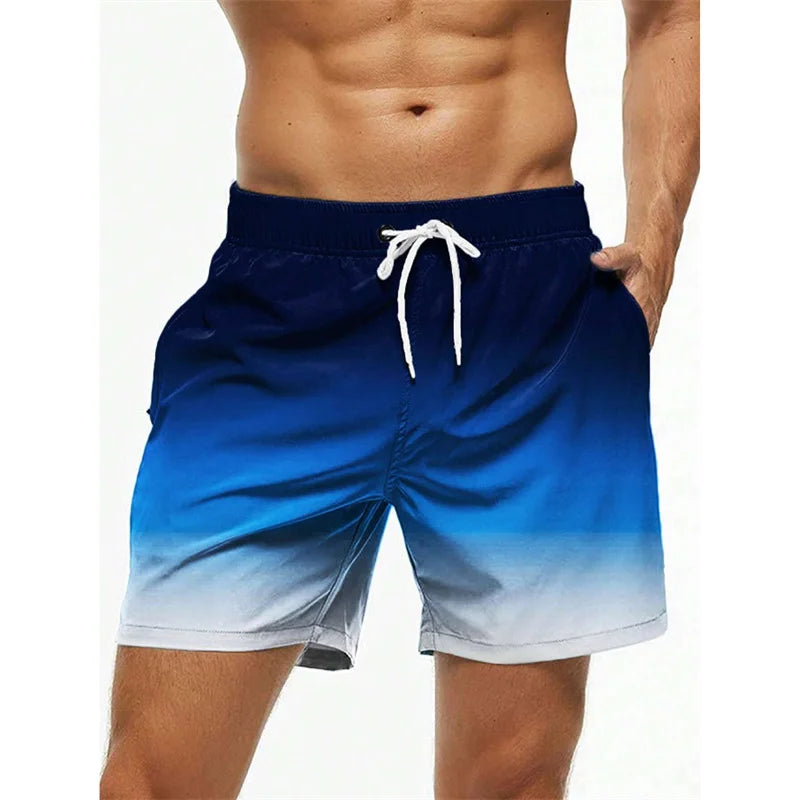 Herren Strandshorts mit Farbverlauf – Bunte 3D Druck Boardshorts | Atmungsaktive Lockere Badehose für Sommer & Freizeit Kaufschwan®