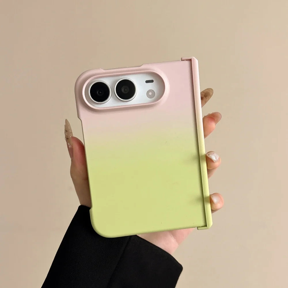 Luxuriöse Schlanke Schutzhülle mit Farbverlauf für iPhone Duo – Matte Hart-PC-Hülle mit Stoß- und Scharnierschutz Kaufschwan® Hellgrün iPhone Duo