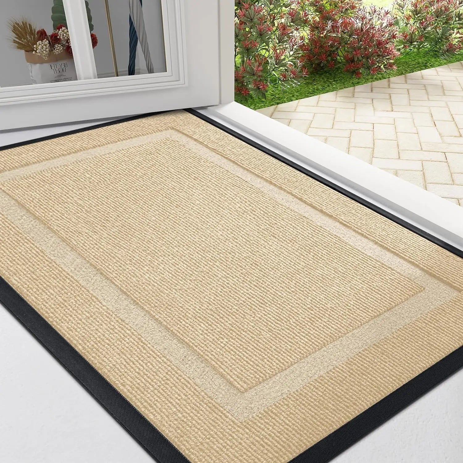 Hochwertige Flache Rutschfeste Eingangsmatte – Teppich für Innenbereich, Küche & Haustür Kaufschwan® Beige 43.3x75cm