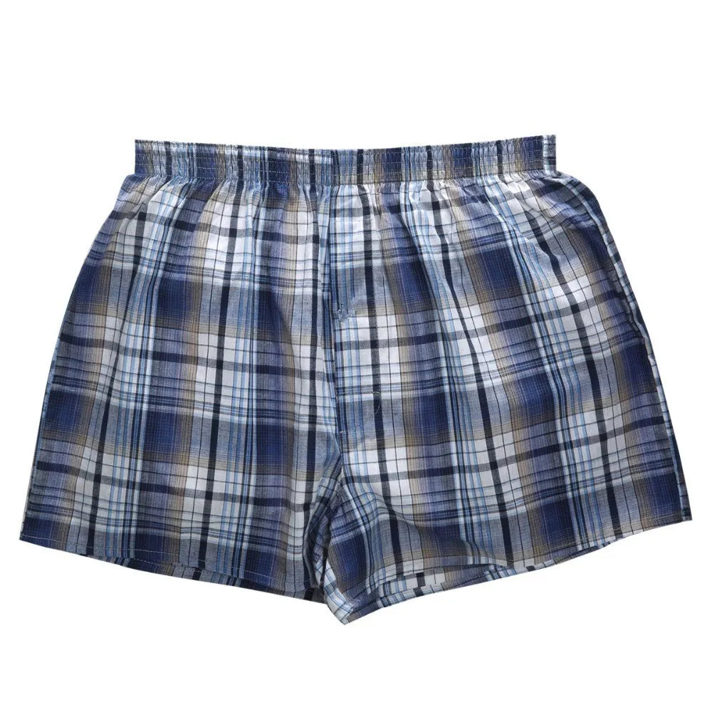 4er-Pack Herren Boxershorts aus Baumwolle – 100% Gekämmte Baumwolle | Klassisches Karomuster, Lockerer Oversize-Schnitt, Atmungsaktive Unterwäsche Kaufschwan®