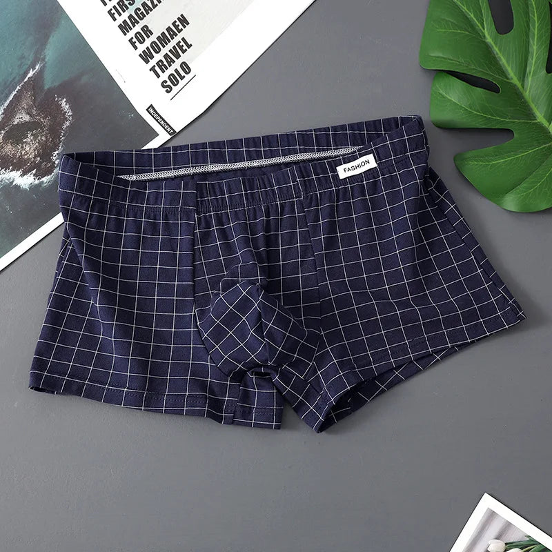 3er-Pack Herren Boxershorts aus Baumwolle | Atmungsaktive Kariert Boxershorts | Bequeme Unterwäsche | Größen M–3XL Kaufschwan® Marineblau M