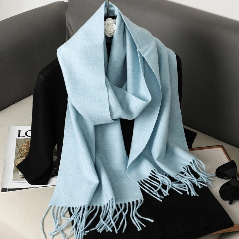 Bunte Winter Schals für Damen | Langer Kaschmir-Optik Wärmeschal | Einfarbig Hijab, Umschlagtuch & Pashmina Kopftuch