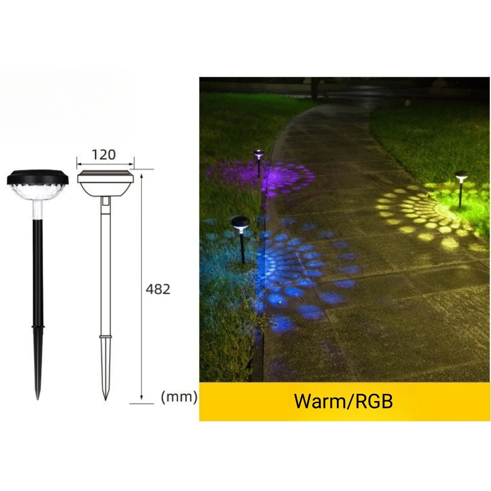 Helle Solar-Projektor-Wegeleuchten – 2 Lichtmodi, LED Außenleuchte IP67 Wasserdicht, Solarbetriebene Gartenstrahler für Rasen & Hof Kaufschwan® Warmweiß