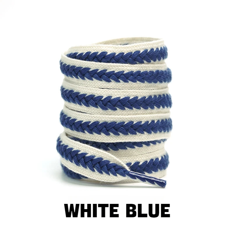 Flache Baumwoll-Schnürsenkel – 1,5cm Breite Premium Laces für Sneaker & Freizeitschuhe | 100/120/140/160cm Seil-Design, 1 Paar Kaufschwan®