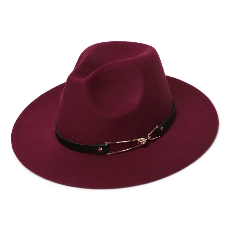Winter Filz Fedora Hut – Herren Imitationswolle Kirchenhut, Herbst Mode Breiter Zylinderhut, Damen Filzhut Kaufschwan® Weinrot