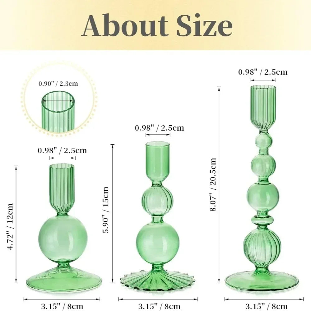 Transparente (3 Stück) Kerzenhalter – Elegante Gewellte Kerzenständer für Stabkerzen zur Wohn- & Party Dekoration Kaufschwan®