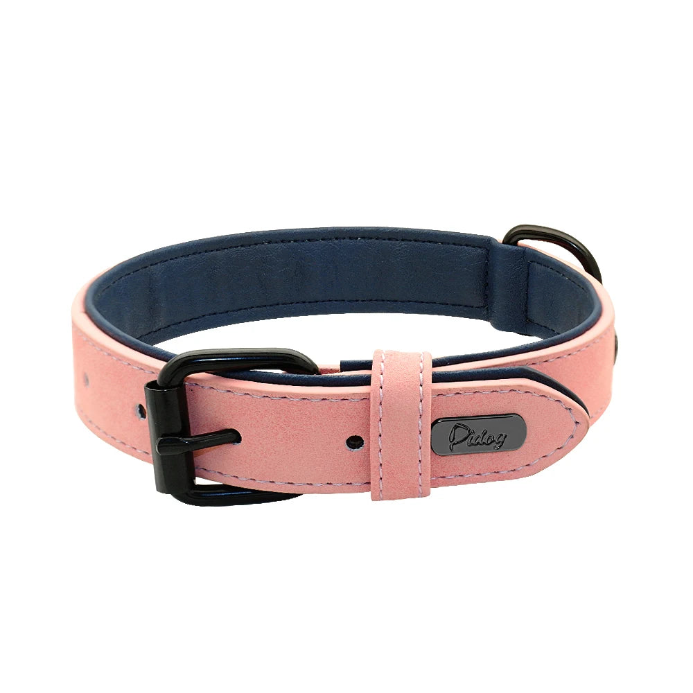 Gepolstertes Echtleder Hundehalsband Strapazierfähig für Große Hunde Kaufschwan® Rosa S