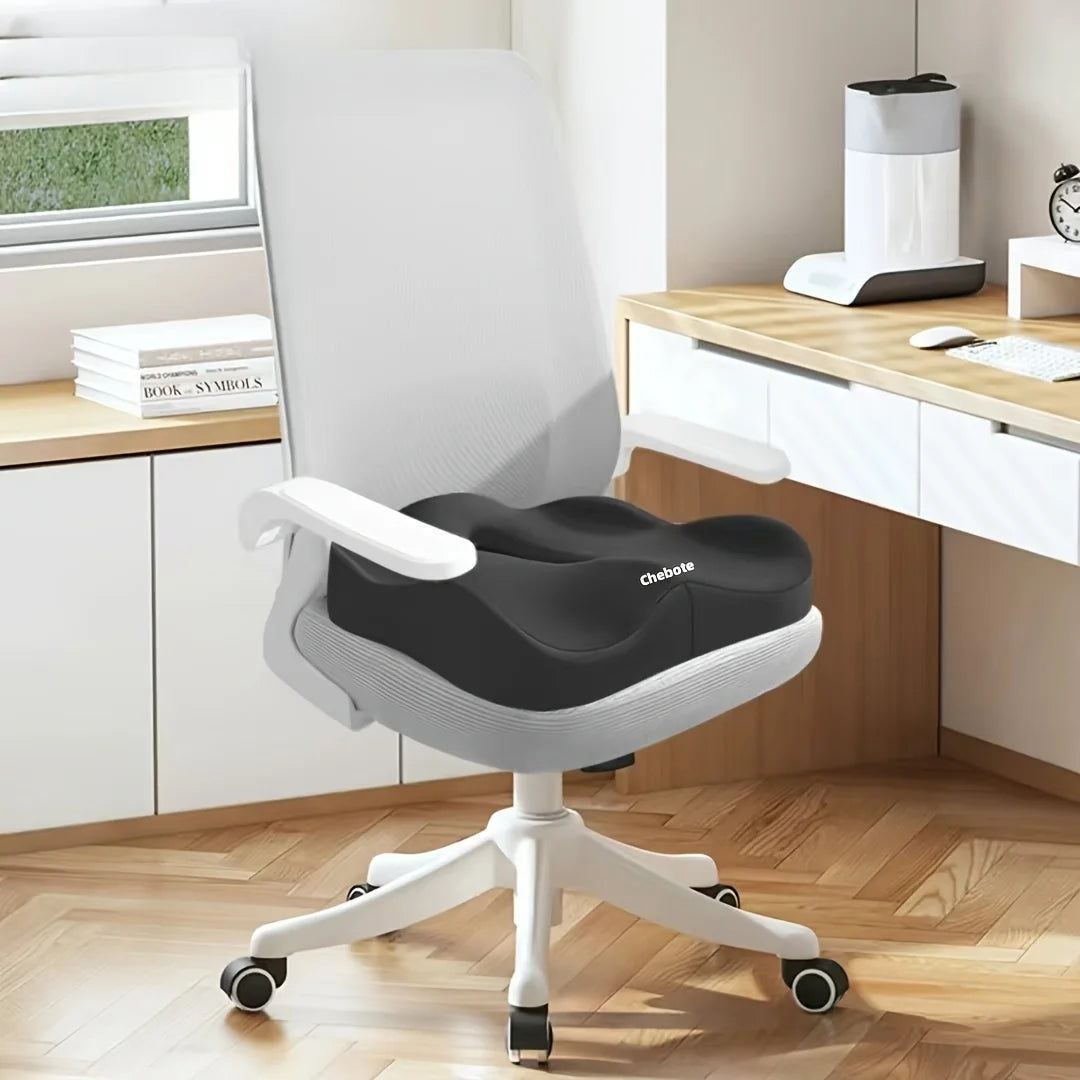 Memory Foam Sitzkissen | 3D Ergonomische Unterstützung | Waschbarer Bezug für Auto & Büro Kaufschwan® Schwarz