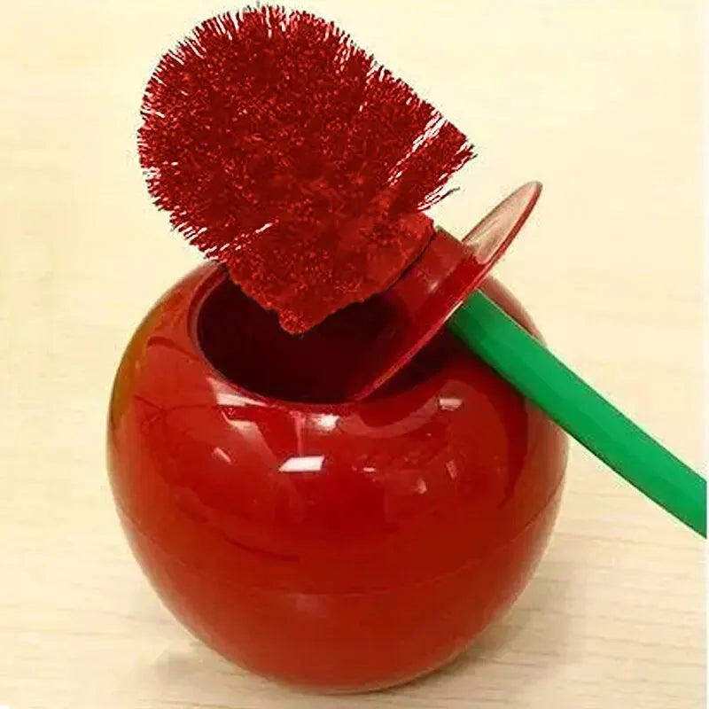 Kreatives Kirsch-Toilettenbürstenset – Rotes WC-Bürstenset mit Halter für Badezimmerdekor Kaufschwan®