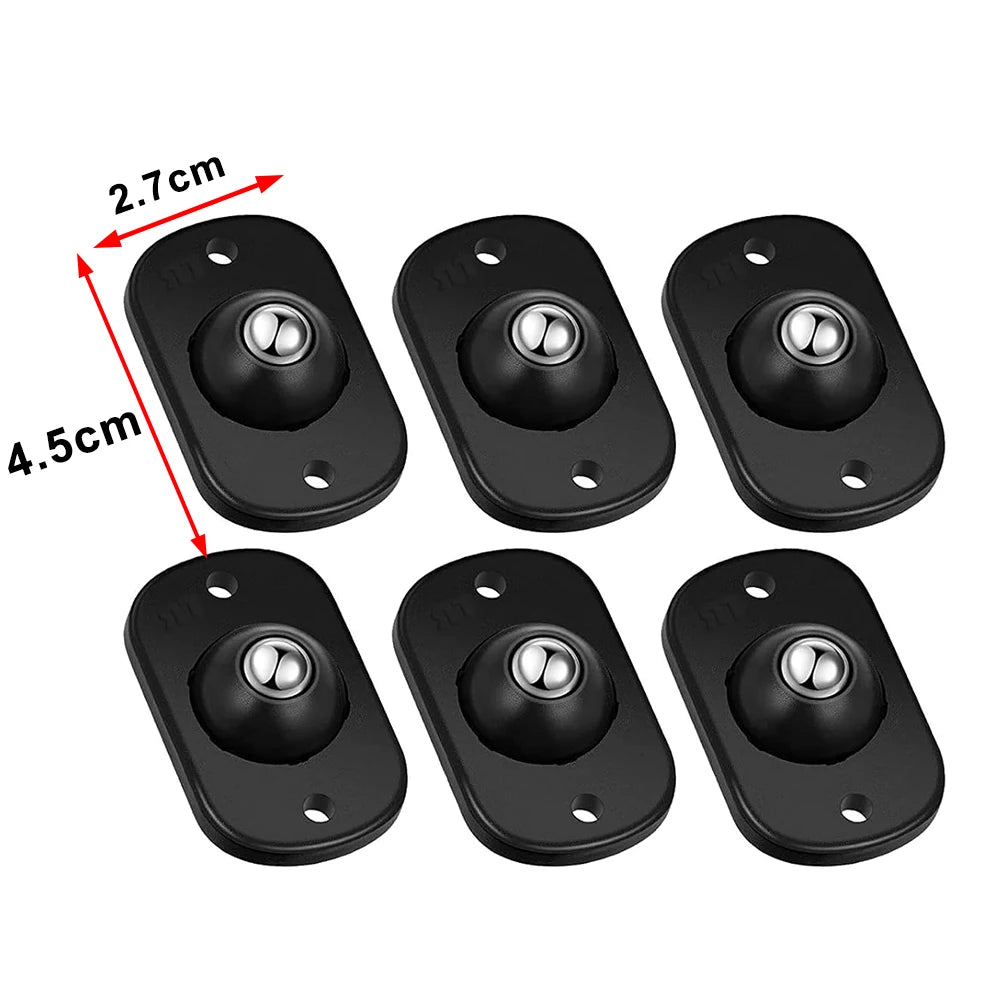 Selbstklebende Universal-Minirollen – Drehbare Möbelrollen für Aufbewahrungsboxen, Schränke und Haushaltsgegenstände Kaufschwan® Design 1 – Schwarz 8 Stück