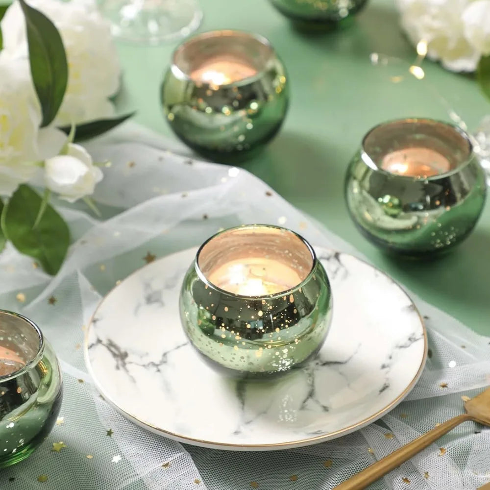 6 / 12 Stück Mercury Glas Teelichthalter – Bunte Kreative Kerzenhalter für Wohndeko, Hochzeit & Party Tischdekoration Kaufschwan®