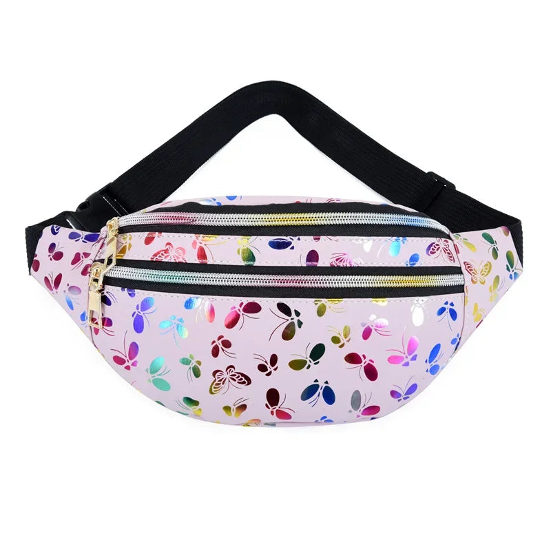 Bunte Damen Gürteltasche – Modische Laserprint Belt Bag | Crossbody Hüfttasche für Reisen, Shopping & Alltag Kaufschwan® Rosa