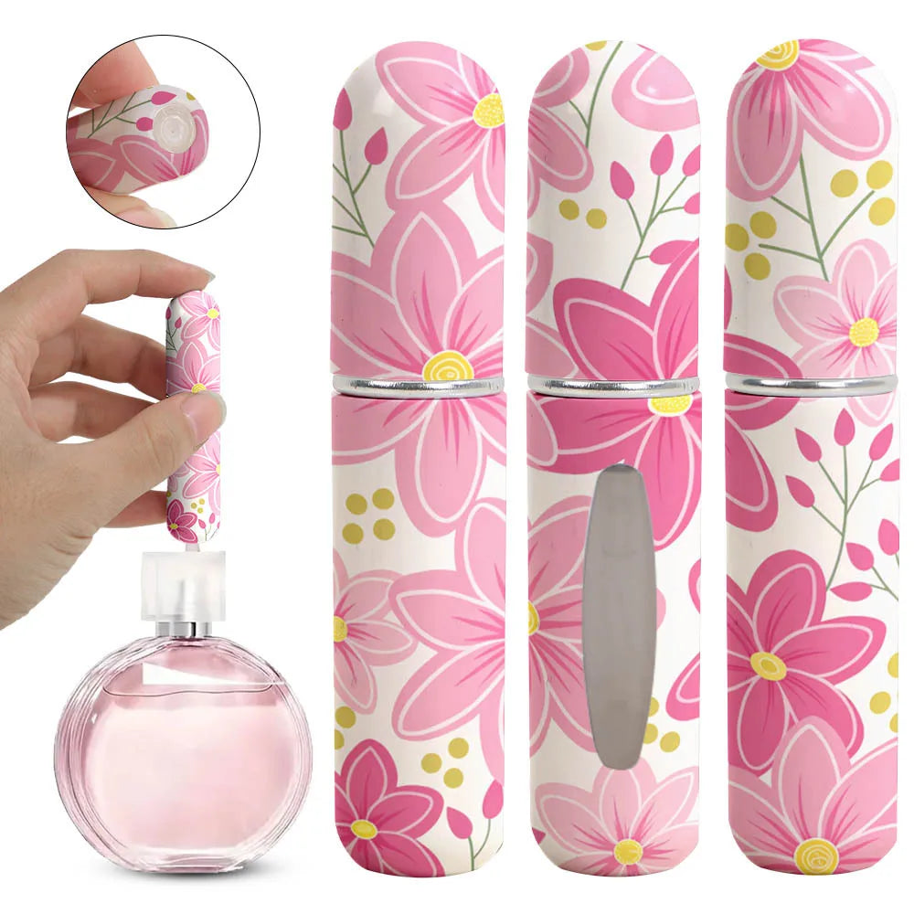 3Pcs 5ml Perfume Refillable Bottle Printing Flower Portable Mini Travel Spray Atomizer for Women Pocket Cologne Dispenser Kaufschwan® 03 3Pcs