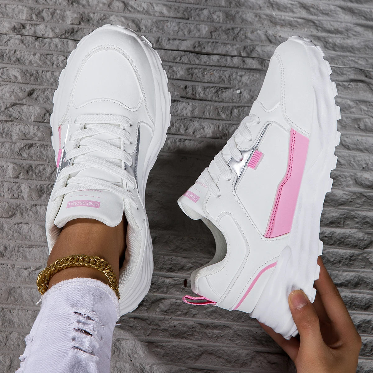 Damen Schnür-Sneaker – Bequeme Outdoor Lauf- & Walkingschuhe | Atmungsaktive Freizeitschuhe in Übergrößen Kaufschwan®