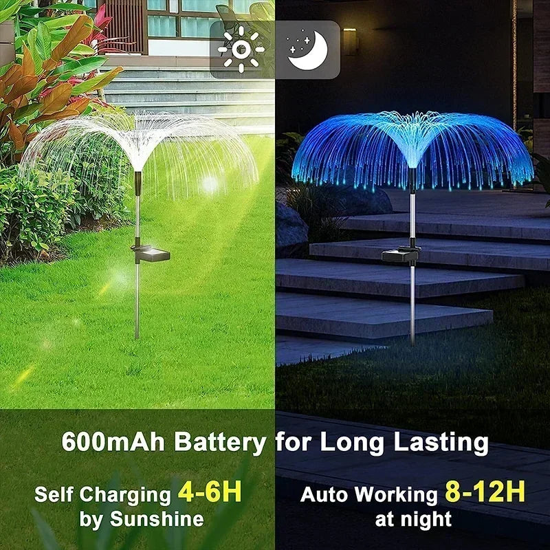 Solar Gartenlichter – Wasserdichte Faseroptik Qualle Rasenlichter für Terrasse, Villa & Hofdekoration Kaufschwan®