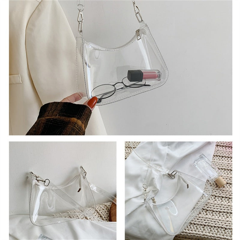 Transparente Jelly Umhängetasche – Kleine Zipper Underarm Tasche & Modische Handtasche für Damen Kaufschwan®