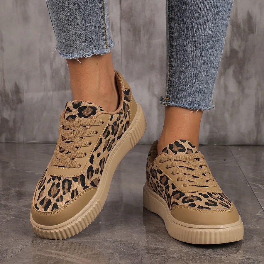 Frühling Damen Sneaker mit Leopardenmuster – Retro Chunky Casual Schuhe | Bequemes Flach-Design & Vielseitige Mode Kaufschwan®