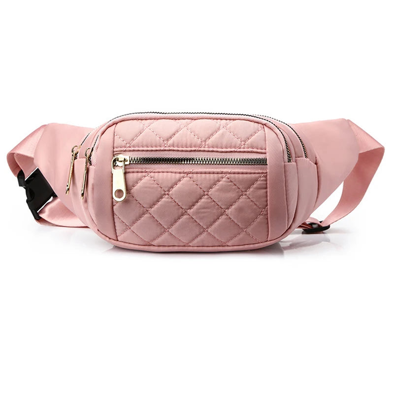 Damen Wasserdichte Nylon Gürteltasche – Designer Crossbody Brusttasche | Modische Fanny Pack, Banana Hip Bag & Reise Hüfttasche Kaufschwan® Rosa