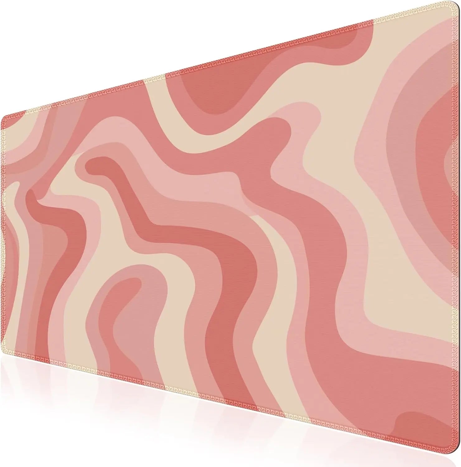 XXL Große Schreibtischmatte – Rutschfestes Mauspad mit Genähten Kanten für Tastatur und Computer Kaufschwan® Pink Topographic 90x40x0.2 cm