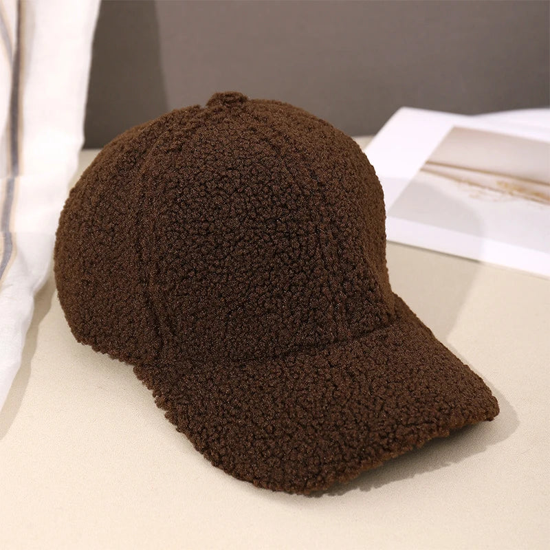 Neue 16 Farben Herbst Winter Baseballkappe | Damen Kappe aus Kunstlammwolle | Warme Plüsch Baseballkappe Kaufschwan® HA073-05 55-60cm