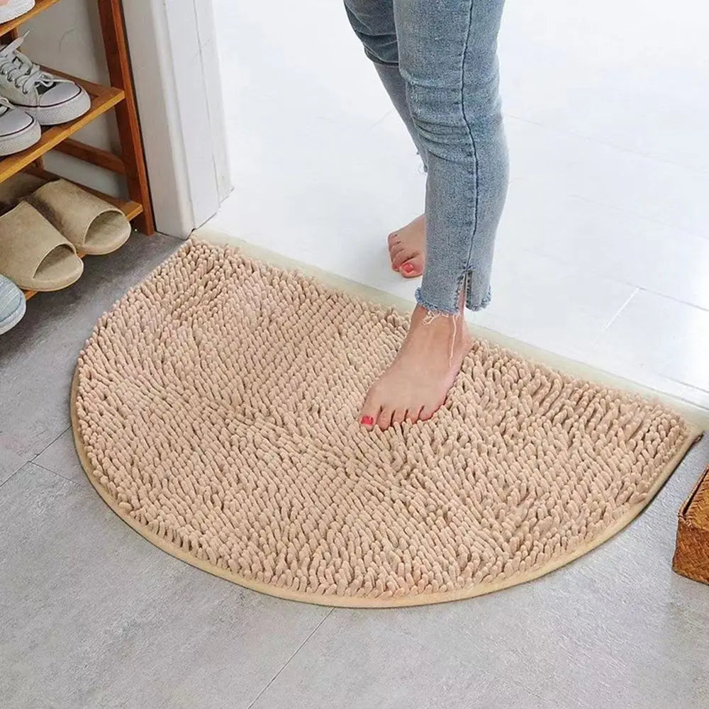 Halbrunde Chenille Badematte – Rutschfeste, Saugfähige Badematte für Dusche & Boden Kaufschwan® Beige 50x80cm