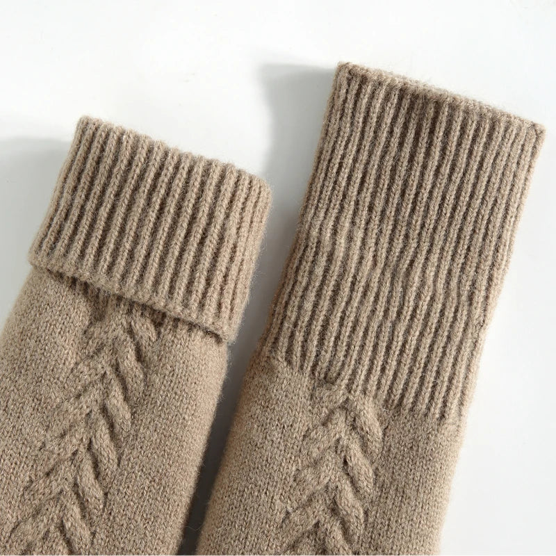 Strickhandschuhe Winter – Doppel-Layer Samt Gefüttert | Warme Verdickte Vollfinger Winterhandschuhe für Damen & Herren Kaufschwan®