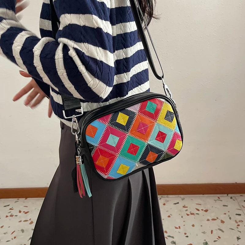 Kleine Bunte Ledertasche – Luxus Damen Handtasche, Crossbody & Schultertasche in Hochwertiger Verarbeitung Kaufschwan®