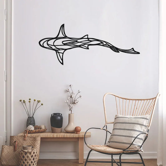 Metall Hai Wanddekoration – Minimalistische Hai Linienkunst