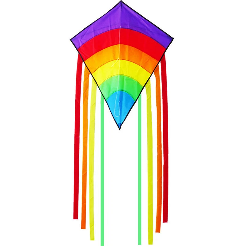 Bunter Regenbogen-Drachen in Rautenform – Kinderdrachen mit Langem Schwanz für Anfänger, Strand und Freizeit im Freien Kaufschwan®
