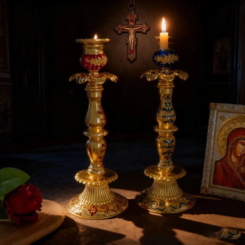 Orthodoxer Kerzenhalter – Handgefertigter Komposit Kerzenständer für Zuhause, Villa, Wohnzimmer & Party Dekoration Kaufschwan®