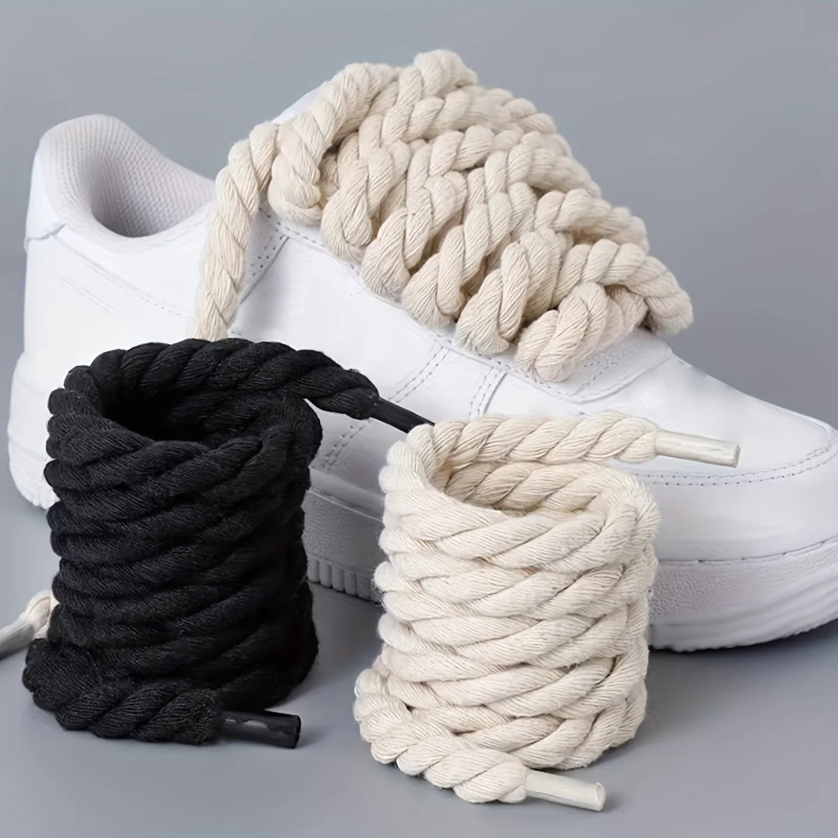 Handgefertigte Geflochtene Schnürsenkel – Robuste Dicke Canvas Laces | Modische Accessoires für Sneaker, Freizeit- & Leichte Schuhe Kaufschwan®