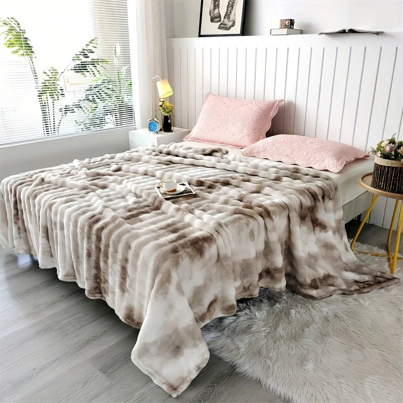 Luxuriöse Kunstkaninchenfell Decke – Weicher, dicker und warmer Überwurf für alle Jahreszeiten, vielseitig für Sofa, Schal, Reisen & Geschenk Kaufschwan® Marmorierung 150x200cm