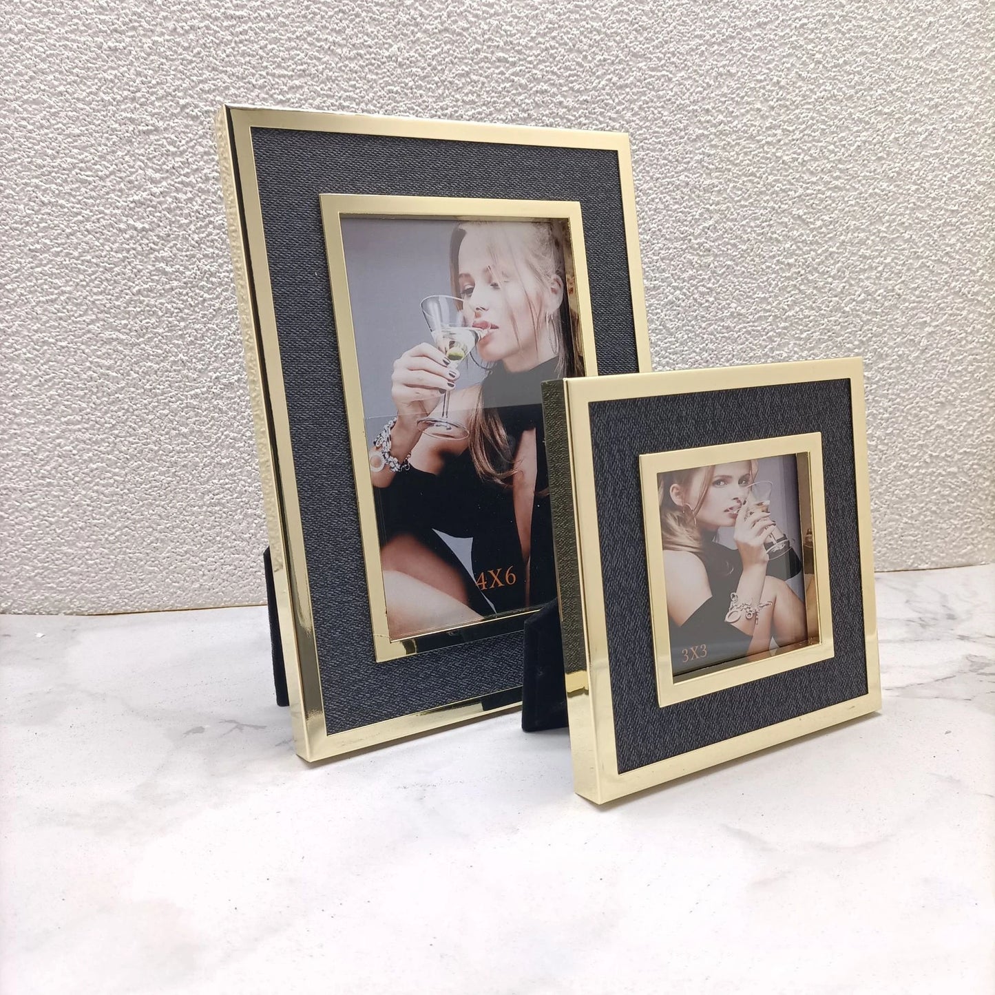 Europäischer Schlichter Metall Bilderrahmen mit Leder – Desktop Dekoration Kaufschwan®