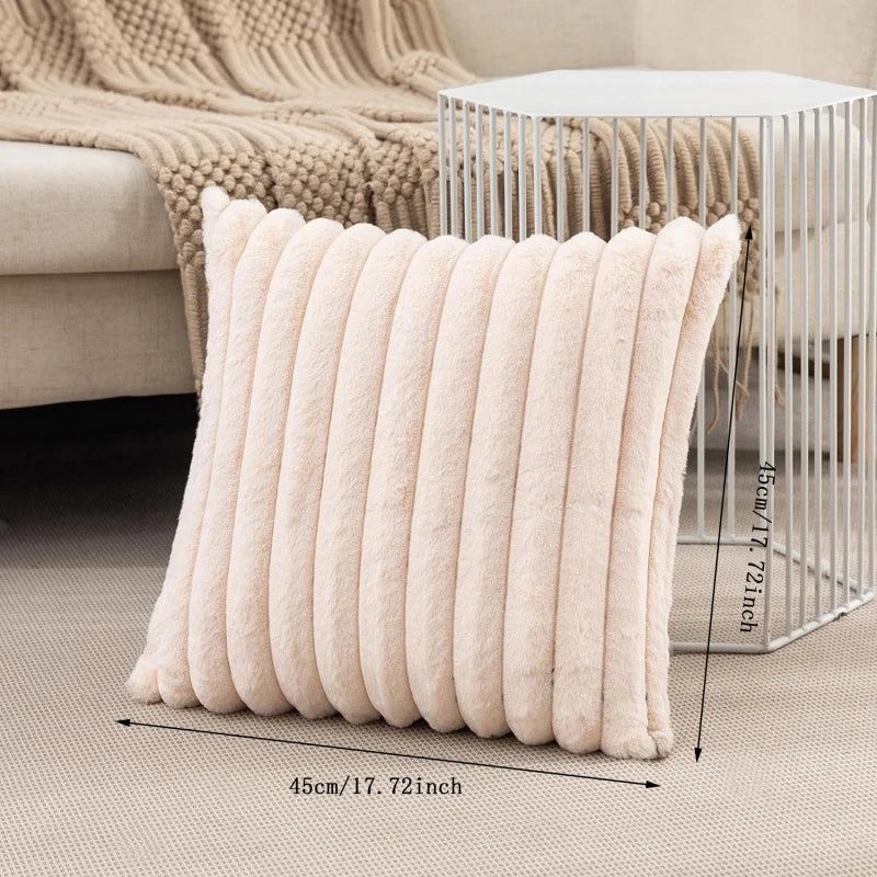 Weiß & Rosa Dekorativer Kissenbezug | Flauschiger Weicher Überwurf für Sofa, Couch & Wohnkultur | 45x45cm Kaufschwan®
