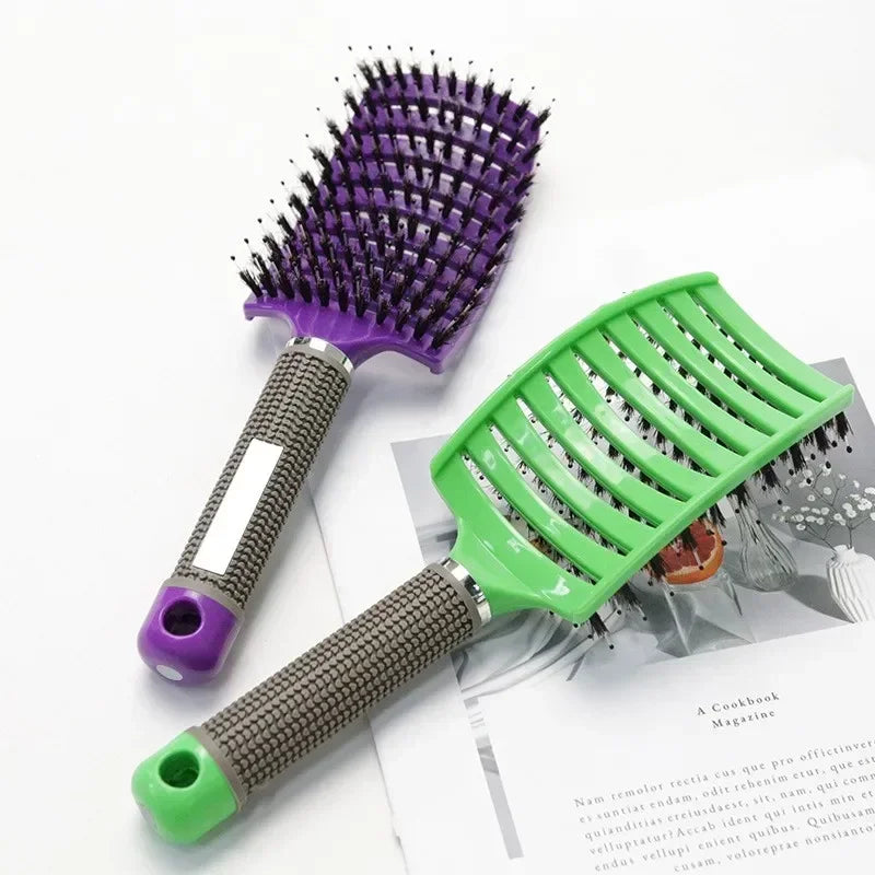 Exfoliating Haarbürste – Borstenkamm für Nasses & Lockiges Haar | Damen Stylingbürste & Perückenpflege