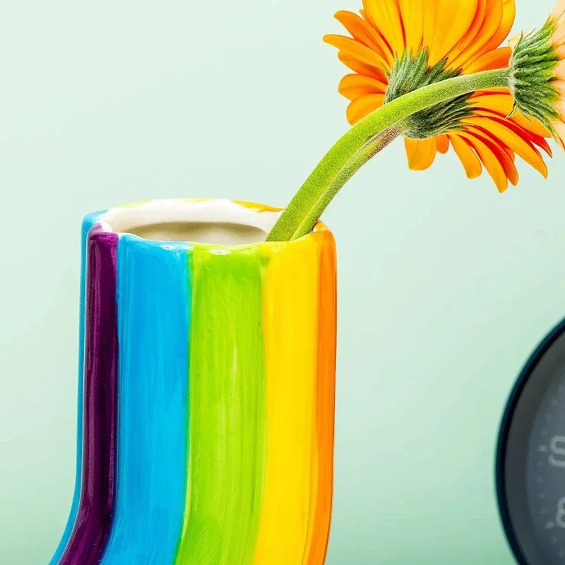 Kreative Regenbogen U-Form Vase – Resin Vase für Trockenblumen | Moderne Schlichte Aesthetic Wohndeko Ornament Kaufschwan®