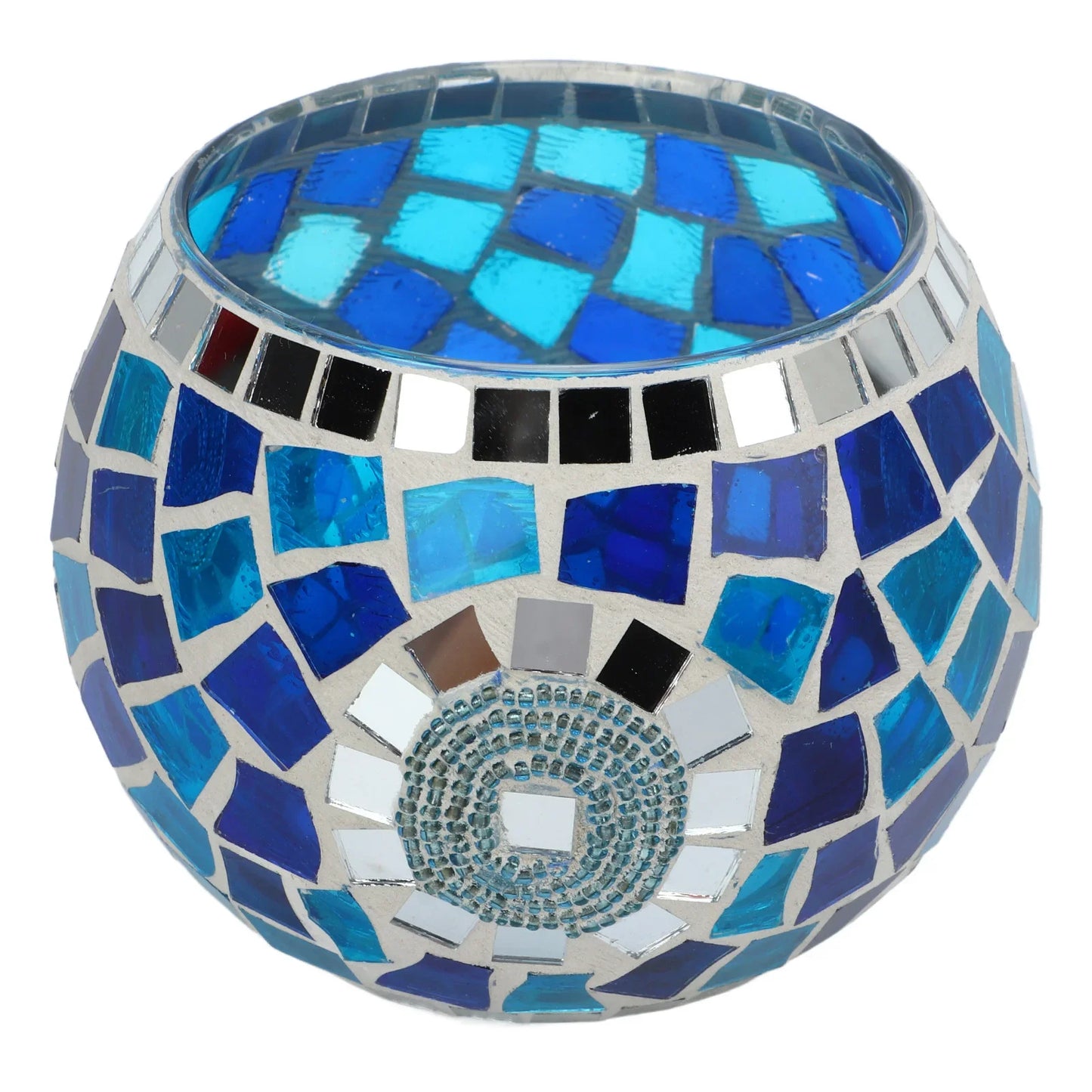 Teelicht Kerzenhalter – Europäischer Blau-Ozean Stil Mosaik Glas Kerzenständer für Zuhause & Party Dekoration Kaufschwan®