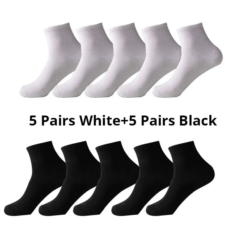 10 Paare Herren Atmungsaktive Komfort-Bürosocken | Freizeit- & Businesssocken für Sneaker & Arbeit | Ganzjahres Kaufschwan® 5 Schwarz 5 Weiß Einheitsgröße