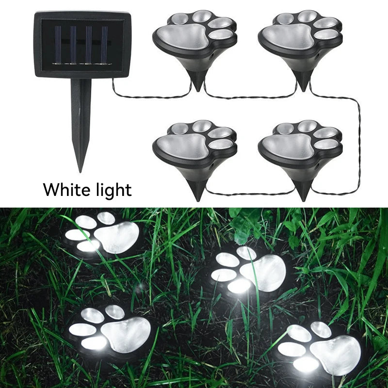 Solar Gartenlichter mit Pfotenabdruck – 4er Set LED-Erdlichter Wasserdicht für Rasen, Weg & Hofdekoration Kaufschwan® Weißes Licht