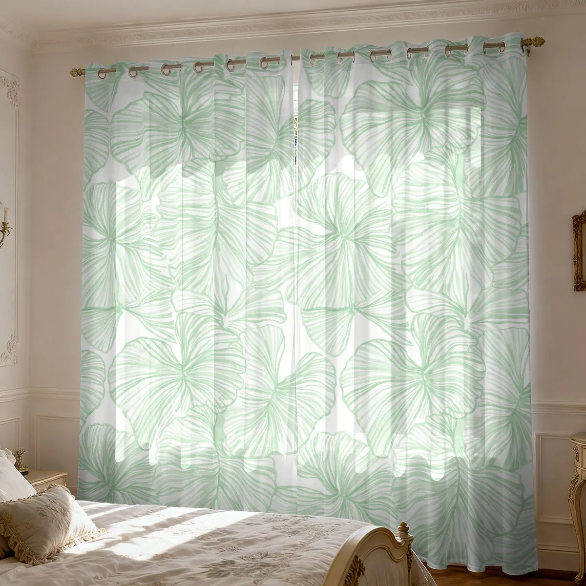 Blatt Pflanzen Print Vorhang 90g Isoliert Perforiert für Wohnzimmer Schlafzimmer 2 Stück/Set Kaufschwan®