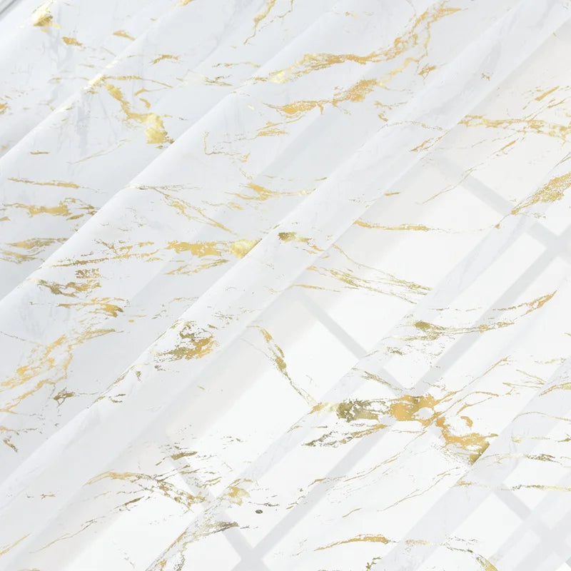 Marmor Goldfolie Transparenter Voile Vorhang mit Stangentasche für Küche Schlafzimmer Wohnzimmer Balkon Kaufschwan®